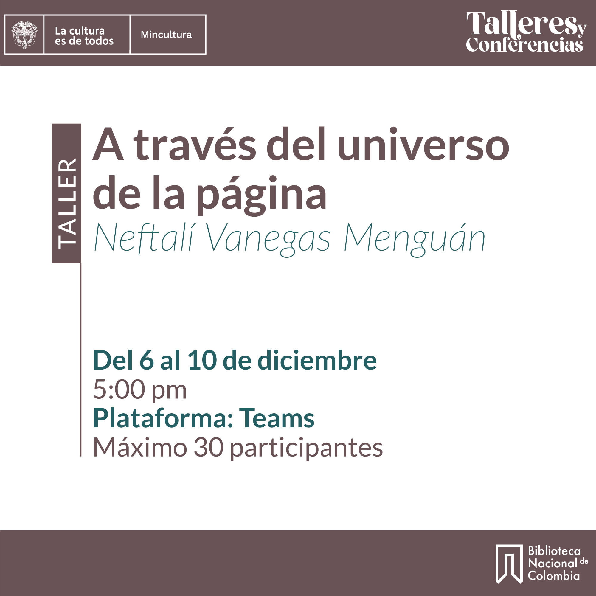 Taller A través del universo de la página