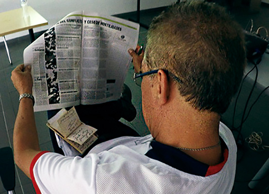 De conversa con la prensa