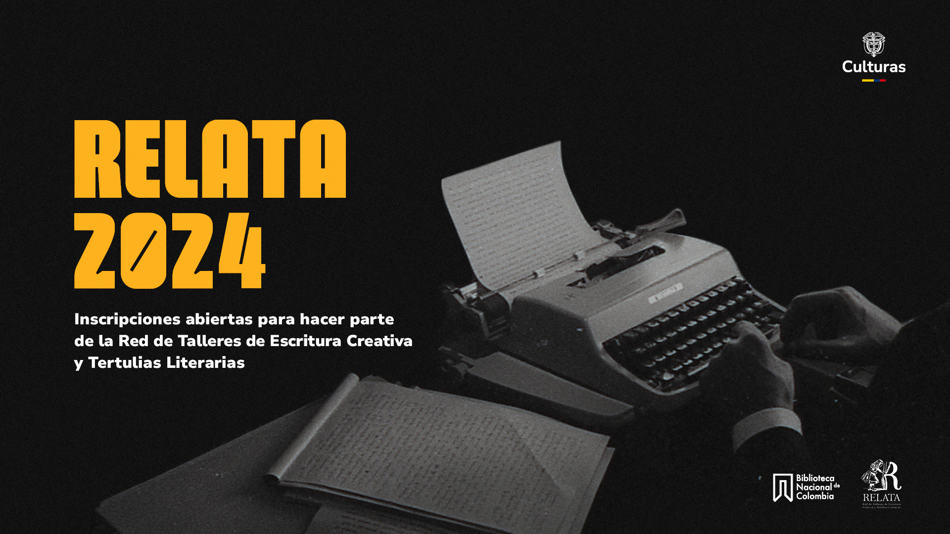 Pieza gráfica  ilustrada Convocatoria abierta para hacer parte de Relata 2024