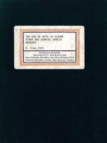 The use of myth in Claude Simon and Gabriel García Márquez