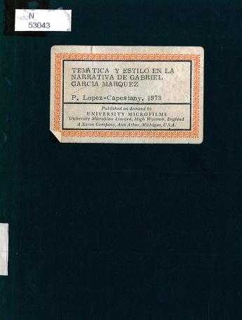 Temática y estilo en la narrativa de Gabriel García Márquez